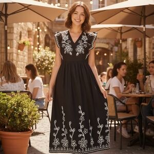 Elegant Brown Embroidered Dress Zara
